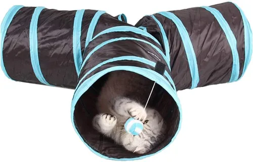 Miniatura 2 de Túneles para gatos, juguetes de juego arrugados, tubo plegable con laberinto de bolas, casa para gatos, mascotas, interactivos, para gatos, Túnel