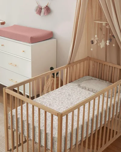 Miniatura 7 de Blissful Diary Sábanas de muselina para cuna para niñas, sábana de bebé de algodón suave bohemio para colchón de cuna estándar de 52 x 28 pulgadas