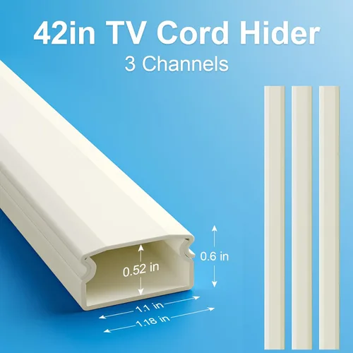 Miniatura 3 de Yecaye Ocultador de Cables de TV, 42 Pulgadas Ocultador de Cables Grande Beige, Cubiertas de Cables para 4 Cables, Ocultadores de Cables para TV