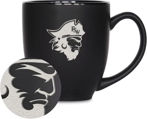 Miniatura 42 de Rico Industries - Taza de cerámica mate negra con grabado láser estándar de 15oz para NCAA (escuelas T & U) - Para bebidas calientes o frías