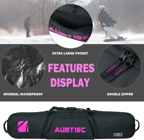 Miniatura 6 de Bolsa de Snowboard Acolchada AUMTISC para Viajes Aéreos, Bolsas de Viaje para Snowboard para Volar con Bolsillos para Equipo, Disponible en Longitud