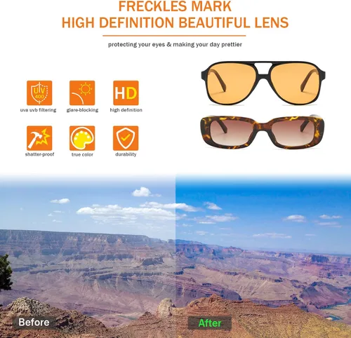 Miniatura 3 de Lentes de sol vintage retro de los años 70 para mujer y hombre, montura clásica, cuadrada y grande estilo aviador, lentes naranjas de moda UV400