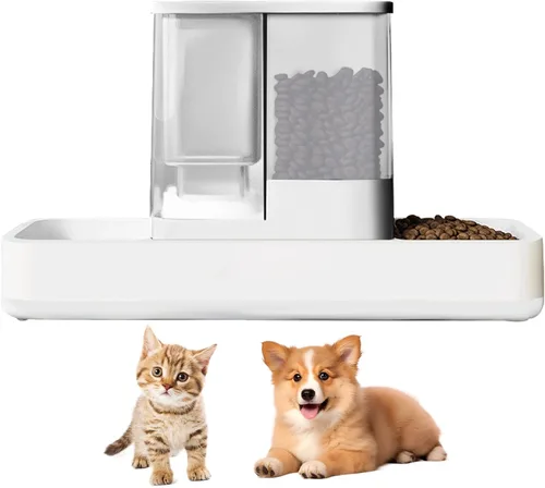 Miniatura 8 de GearRoot Alimentador automático para gatos y dispensador de agua, 2 en 1, dispensador de alimentos para mascotas por gravedad y dispensador de agua