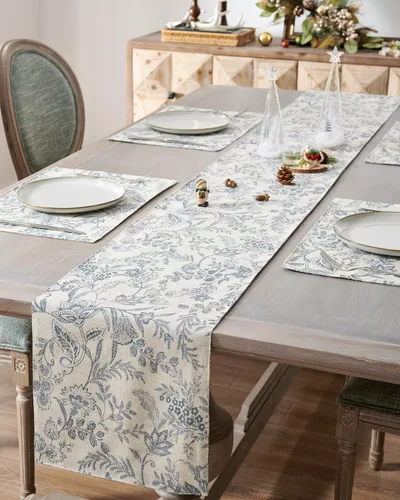 Miniatura 15 de jinchan Camino de mesa de lino floral para cocina, granja, 13 x 90 pulgadas, para isla de cocina, mesa de comedor, decoración interior y exterior, 1