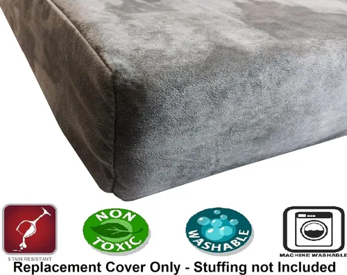 Miniatura 3 de Dogbed4less 35 x 20 x 4 pulgadas. Tamaño pequeño y mediano: funda de repuesto externa de tela de gamuza en color gris con forro de cremallera