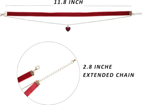 Miniatura 7 de haolry Gargantilla de corazón ajustable, collar clásico de terciopelo, gargantilla para mujeres y niñas