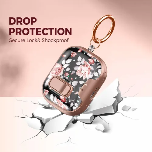 Miniatura 5 de Funda para AirPods Pro 3 2025 de 3ª generación con kit de limpieza, funda protectora rosa negra con bloqueo/soporte compatible con Apple New Air
