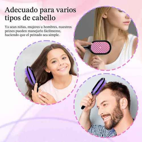 Miniatura 7 de Cepillo desenredante, paquete de 2 cepillos desenredantes, desenredante suave y eficaz en tipos de cabello frágil húmedo o seco, ultraligero, Rosa