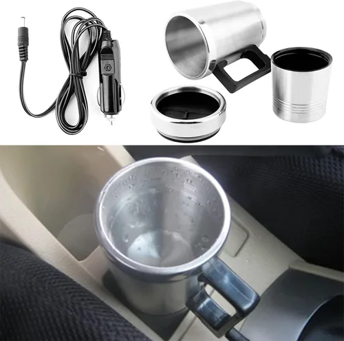 Miniatura 3 de Hervidor eléctrico para automóvil, 12 V, 60 W, 11.8 fl oz, 5.1 fl oz, acero inoxidable, hervidor eléctrico para automóvil, café, té, taza