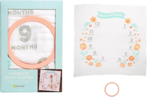 Miniatura 9 de Pearhead Manta de hitos para bebé, accesorio para fotos de hitos mensuales para recién nacido, regalo de recuerdo de bebé niña o bebé, regalo