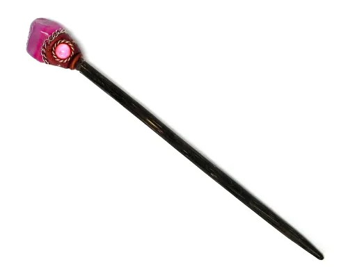 Miniatura 18 de Mia Jewel Shop - Palillos de madera de Chonta con piedras preciosas curativas naturales – Palillos para el cabello hechos a mano para mujeres