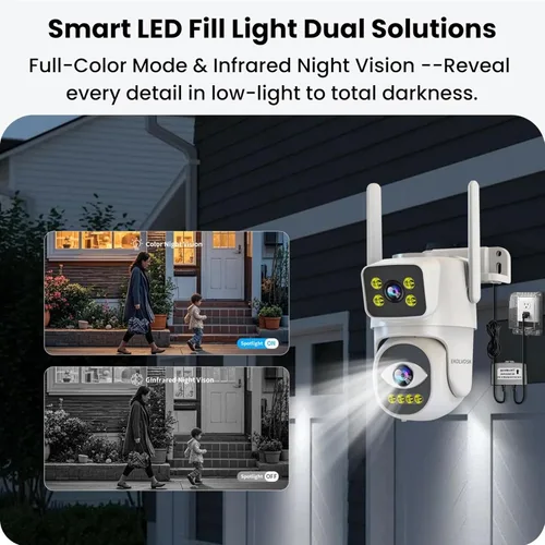 Miniatura 7 de Cámaras de seguridad inalámbricas para exteriores, cámaras WiFi de doble lente para seguridad del hogar, alarma de luz de seguimiento automático