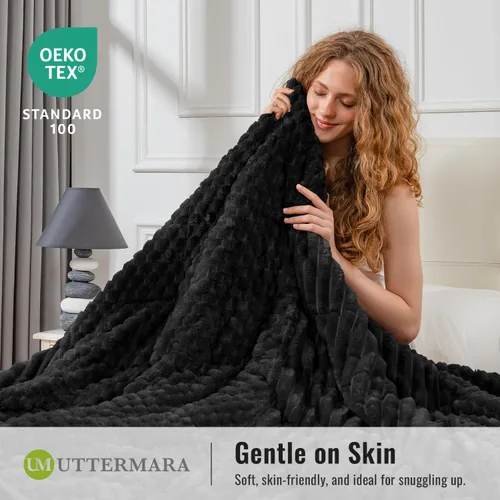 Miniatura 4 de Uttermara Manta con peso de vellón para adultos, tamaño individual, 15 libras, manta suave con peso Sherpa para dormir y relajarse, manta pesada