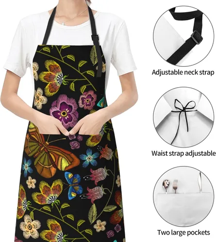 Miniatura 3 de Perinsto Waterproof Apron With 2 Pockets Kitchen Chef Aprons Bibs For Cooking Baking Painting Gardening Grooming