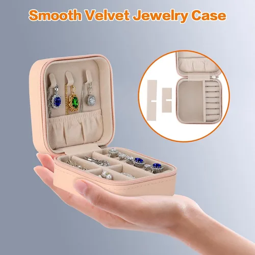 Miniatura 3 de LETURE Joyero pequeño organizador de 3 piezas para mujeres, viajes, mini organizador portátil de joyería de viaje, caja de almacenamiento