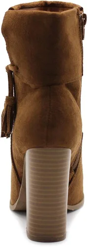 Miniatura 2 de Ollio - Botas de tacón alto con borlas de tacón alto con cremallera