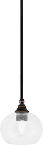Miniatura 128 de Toltec Lighting Tallo Colgado Mini colgante, acabado de cobre negro, 3.5" cuadrado humo burbuja vidrio