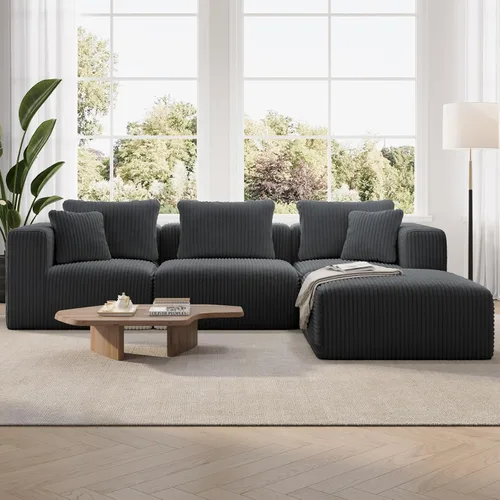 Miniatura 28 de Novilla 141" Sofá seccional modular, sofá seccional moderno en forma de nube con soporte Smarts Coil™, sofá sin huesos en forma de U para sala