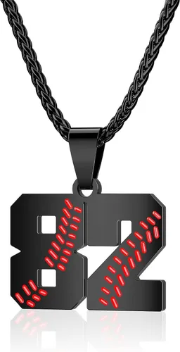 Miniatura 35 de Collar con número de béisbol para niños 00-99, collar con número de camiseta de béisbol de acero inoxidable, colgante personalizado, regalo