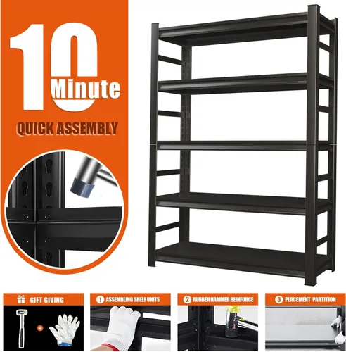 Miniatura 6 de Estantes de almacenamiento resistentes, estantería de metal de 5 niveles, estantes de acero ajustables, estantería de metal industrial, para taller