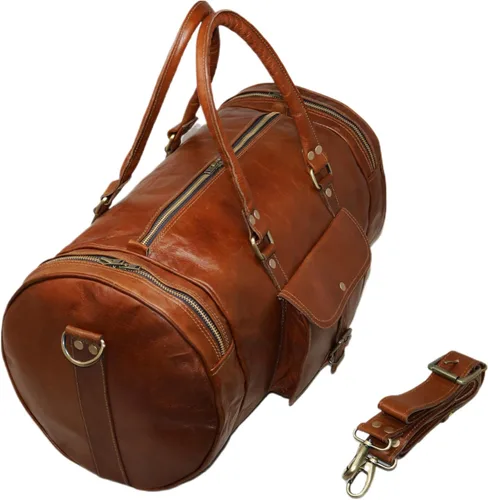 Miniatura 3 de Jaald Maleta de viaje de cuero genuino grande de 22.0 in para hombres y mujeres Fitness fin de semana cabaña de mano Vintage impermeable regalo