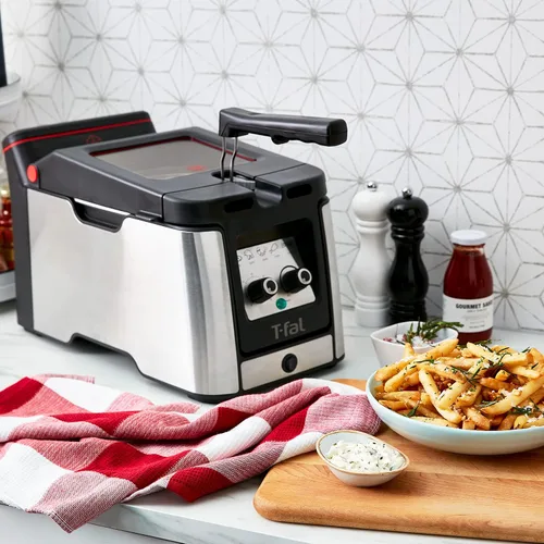 Miniatura 7 de T-fal Mini freidora, freidora de acero inoxidable con canasta, 1 litro, control de temperatura versátil, 900 vatios, control de temperatura, fácil