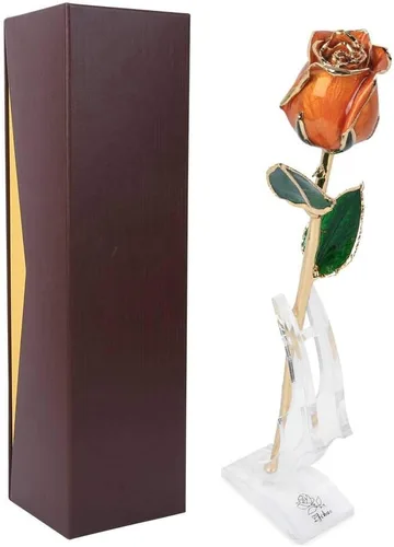 Miniatura 11 de Ejoyous Regalo de rosa para el día de la madre para mamá, rosa sumergida en oro de 24 quilates chapada en oro real preservada para siempre con Rosa