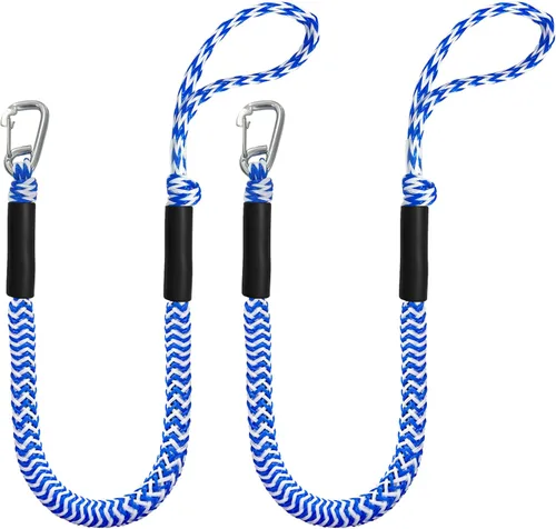 Miniatura 15 de Líneas de muelle elástico para barcos – Amarres ajustables para pontón, moto acuática, PWC, kayak Líneas de amarre de crucero pequeñas de un solo