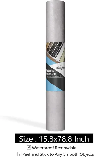 Miniatura 7 de Livelynine Papel tapiz de hormigón gris para despegar y pegar, papel de contacto de hormigón gris para encimeras de cocina, mesa, escritorio, papel