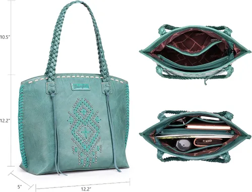 Miniatura 7 de Wrangler Bolso Hobo de gran tamaño tejido a mano con remaches occidentales