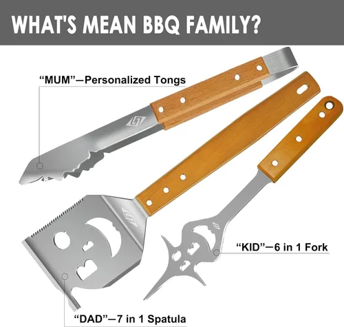Miniatura 2 de Juego de herramientas para barbacoa STEVEN-BULL S, accesorios para barbacoa extra largos, accesorios para parrilla para parrilla al aire libre
