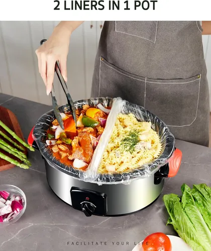 Miniatura 7 de Syntus Revestimientos para olla de cocción lenta, 10 bolsas de cocina desechables de tamaño pequeño, bolsas de plástico, para bandejas de cocción