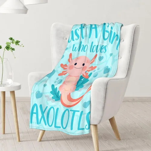 Miniatura 2 de Axolotl - Manta de regalo de 40 x 50 pulgadas para niñas, manta suave y mullida azul para cama, sofá y sala de estar Axolotl1-1