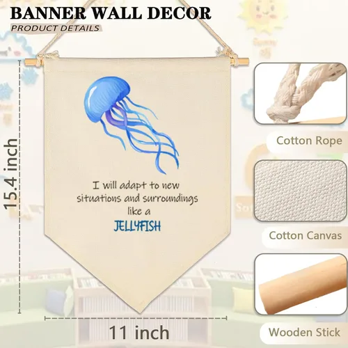 Miniatura 6 de Decoración de animales marinos, letrero de bandera del océano, regalos para bebés, niños y niñas, banderines para decoración de pared, regalos