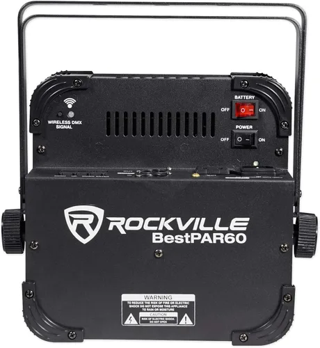 Miniatura 5 de Rockville Best PAR 60 - Luces de lavado recargables RGBWA+UV Par con DMX inalámbrico, batería de 13,200 mAh, LED de 6 x 6 W, ángulo de haz de 30