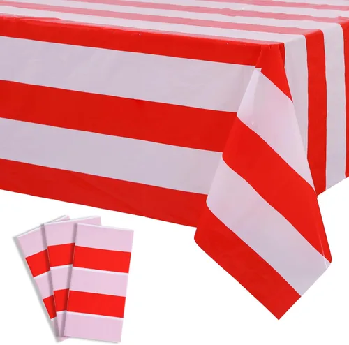 Miniatura 25 de Kesfey - Paquete de 3 manteles de plástico desechables, 54 x 108 pulgadas, diseño horizontal a rayas azul y blanco, náutico, impermeable, Rayas