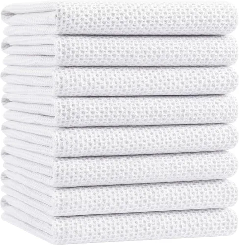Miniatura 172 de Homaxy Paños de cocina de 100% algodón con tejido de gofre, ultra suaves, absorbentes, de secado rápido, 12 x 12 pulgadas, paquete de 6, amarillo