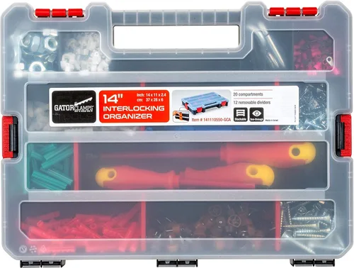 Miniatura 8 de Caja Organizadora de Piezas Pequeñas – Estuche de Almacenamiento de Hardware Apilable con 20 Compartimentos y 12 Separadores – Organizador de B.