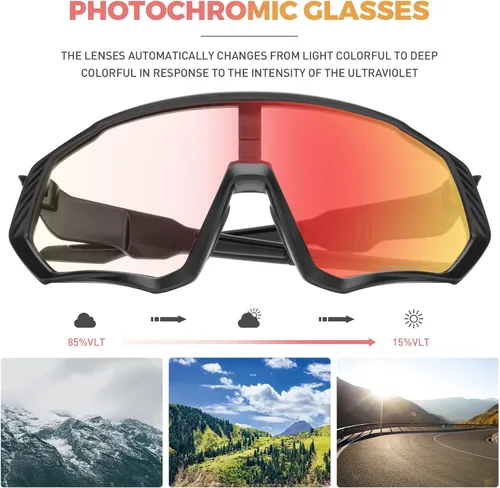 Miniatura 4 de KAPVOE Gafas de ciclismo fotocromáticas para hombres y mujeres, gafas de sol para bicicleta de montaña MTB, para bicicleta de montaña Clear - K9408