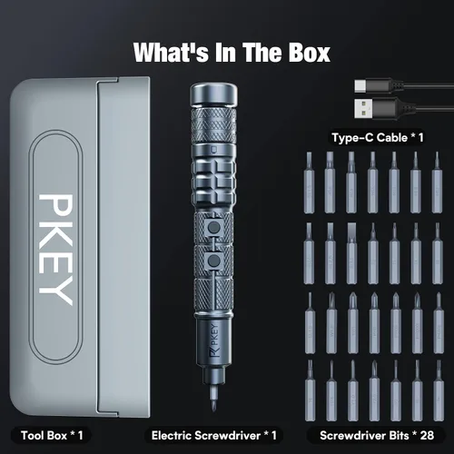 Miniatura 8 de PKEY Juego de mini destornilladores eléctricos, destornillador eléctrico de precisión, inalámbrico con 28 puntas magnéticas de precisión, par de 3