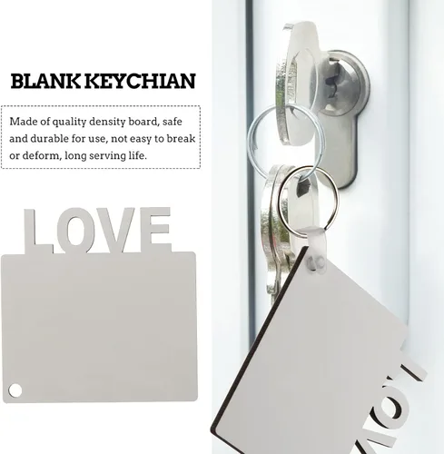 Miniatura 2 de 8 llaveros en blanco de sublimación de transferencia de calor, llavero impreso de doble cara MDF DIY llavero en blanco con llaveros para mamá papá