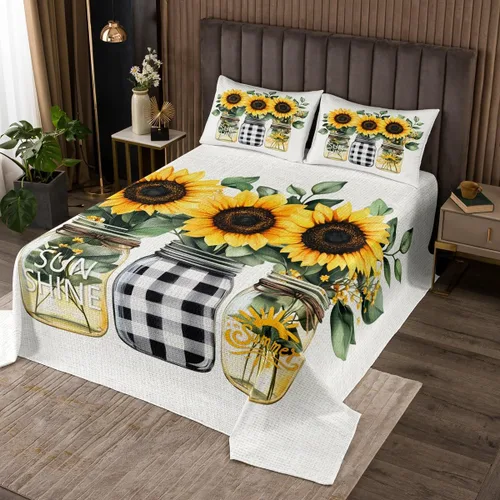 Miniatura 10 de Castle Fairy Daisy Florals Bedspread Twin Size,Cartoon Wildflowers Coverlet Set for Kids Girls Teens Adults Bedroom Decor,Retro Country