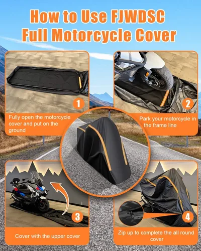 Miniatura 8 de Funda Completa para Motocicleta Impermeable para Almacenamiento Interior/Exterior, Funda Impermeable para Motocicleta Resistente con Tiras