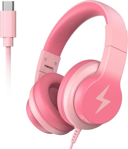 Miniatura 8 de Candy Bila Auriculares con cable para niños, auriculares USB tipo C para niños, volumen seguro de 85 dB, sonido estéreo HD, ajuste cómodo, ajustable