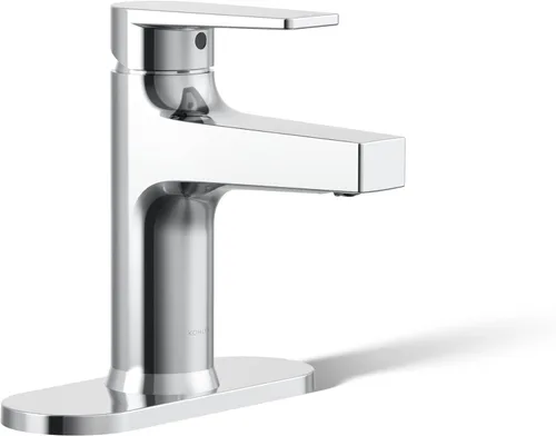 Kohler 74021-4-CP Taut - Grifo de lavabo de baño con mango único, 1.2 gpm, cromo pulido
