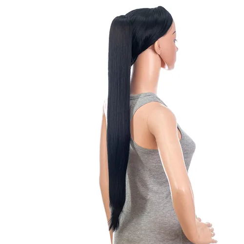 Miniatura 3 de Extensiones de pelo sintético SWACC con clip de pinza de 28 pulgadas de largo, lacio, para mujer