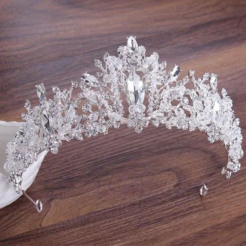 Miniatura 3 de Hair Crowns for Women Luxury Crystal Heart Bridal Jewelry Set Rhinestone Crown Tiaras Earrings Choker Necklace Set Wedd