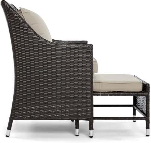 Miniatura 16 de Serta Laguna - Juego de muebles de patio para exteriores, 5 piezas, sillas reclinables de mimbre marrón con otomanas, cojines y mesa auxiliar