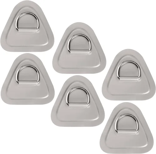 Miniatura 8 de TOBWOLF 6 Pack 3.54" / 9cm Stainless Steel D-Ring Patch for Inflatable Boat Kayak Dinghy SUP, Triangular D-Ring PVC Patch Stand-Up Paddleboard Canoe