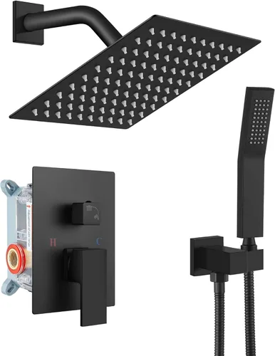 Miniatura 22 de gotonovo Sistema de ducha de lluvia para baño, juego de cabezal y mango de ducha de lluvia montado en la pared, conjunto completo combinado de latón